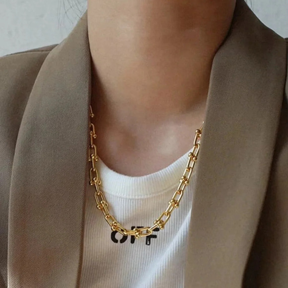 Hardware Graduated Link 18K Gold STAINLESS STEEL Waterproof Necklace - Picture 6 of 15